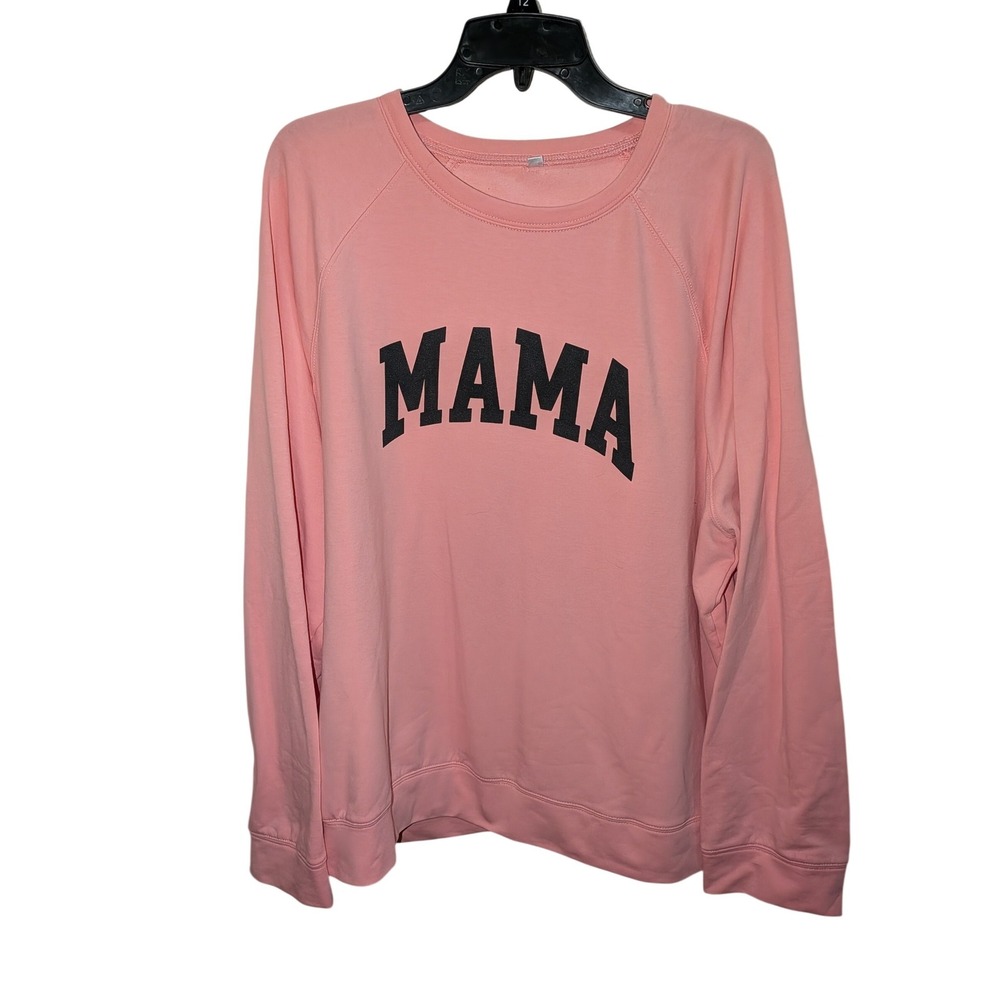 Pink Mama Graphic Pullover Sweatshirt Raglan Long Sleeve Crew Neck‎ Relaxed Fit